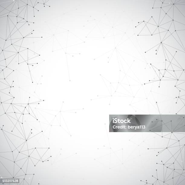 Geometric Grey Background Molecule And Communication Connected Lines With Dots Stock Illustration - Download Image Now