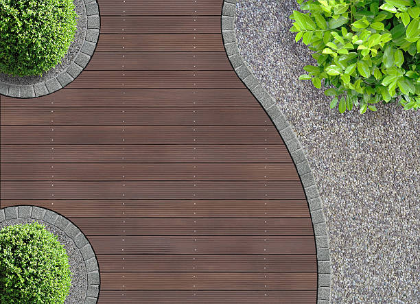 garden detail from above aesthetic garden design detail seen from above wooden porch stock pictures, royalty-free photos & images