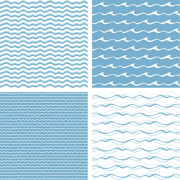 illustrations, cliparts, dessins animés et icônes de vagues sans coutures - wave pattern water seamless