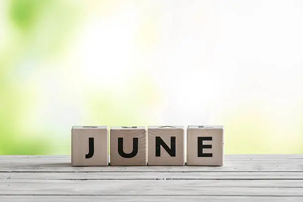 Photo of June sign on wooden blocks