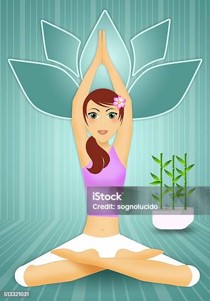 Woman In Yoga Meditation Stock Illustration - Download Image Now - Active Lifestyle, Adult, Asian Culture
