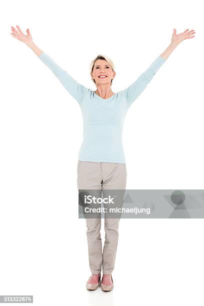 Senior Woman Arms Open Stock Photo - Download Image Now - Women, One Woman Only, Arms Raised