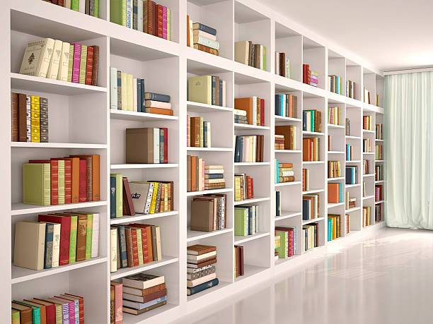 istock illustration of White bookshelves 513323632