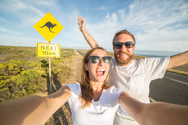 istock Two young adults take selfie portrait in Australia 513325052
