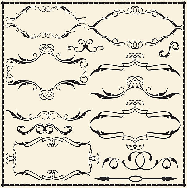 illustrations, cliparts, dessins animés et icônes de set d'ornement de défilement - swirl squiggle scroll shape decoration