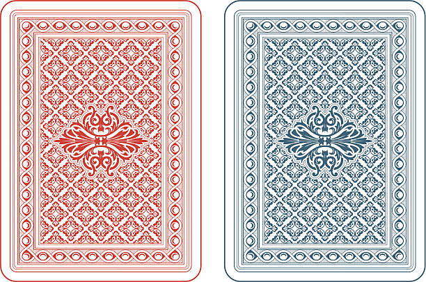 illustrazioni stock, clip art, cartoni animati e icone di tendenza di carte da gioco dietro delta - cards rear view pattern design