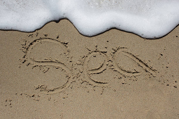 istock Word beach written on sand with wave coming 513360253