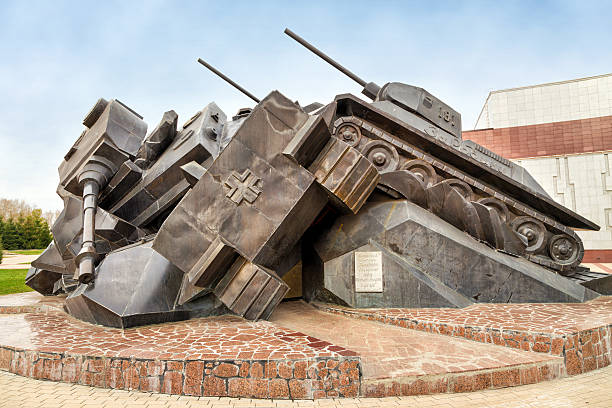 The sculptural composition Tank battle at Prokhorovka - Taran. Russia Prokhorovka, Russia - October 6, 2015: The sculptural composition Tank battle at Prokhorovka - Taran. Located Near a museum commemorating the battle. belgorod photos stock pictures, royalty-free photos & images