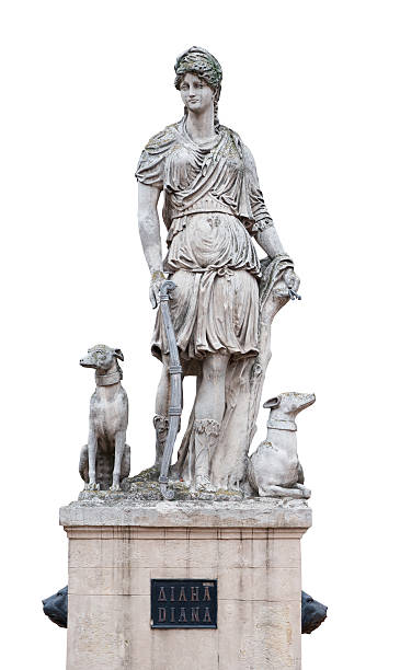 Statue of Diana goddess isolated on white