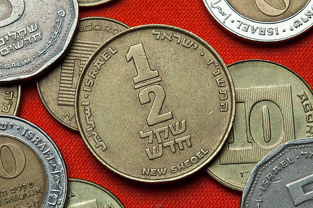 Coins of Israel Coins of Israel. Israeli half new shekel coin. israeli coin stock pictures, royalty-free photos & images