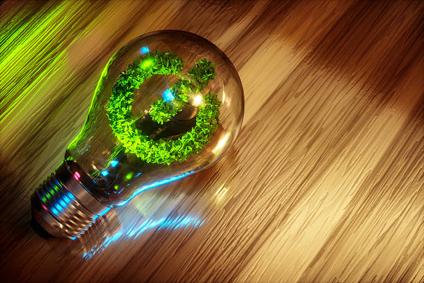 concepto de energía limpia - recycled bulb fotografías e imágenes de stock