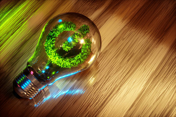 クリーンエネルギーのコンセプト - recycled bulb ストックフォトと画像