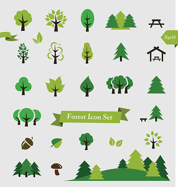 Forest / Trees icon set vector illustration Forest / Trees icon set vector illustration environmental damage stock illustrations