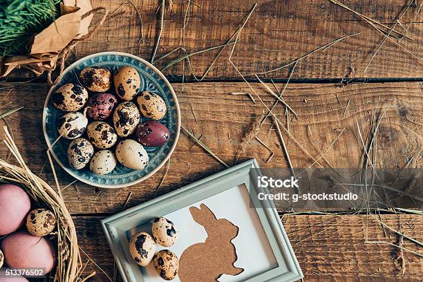 Easter Table Stock Photo - Download Image Now - Backgrounds, Brown Paper, Celebration