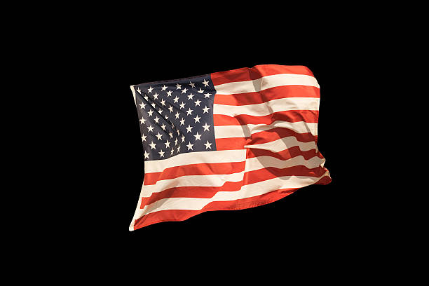 istock American flag isolated on black background. 513378234