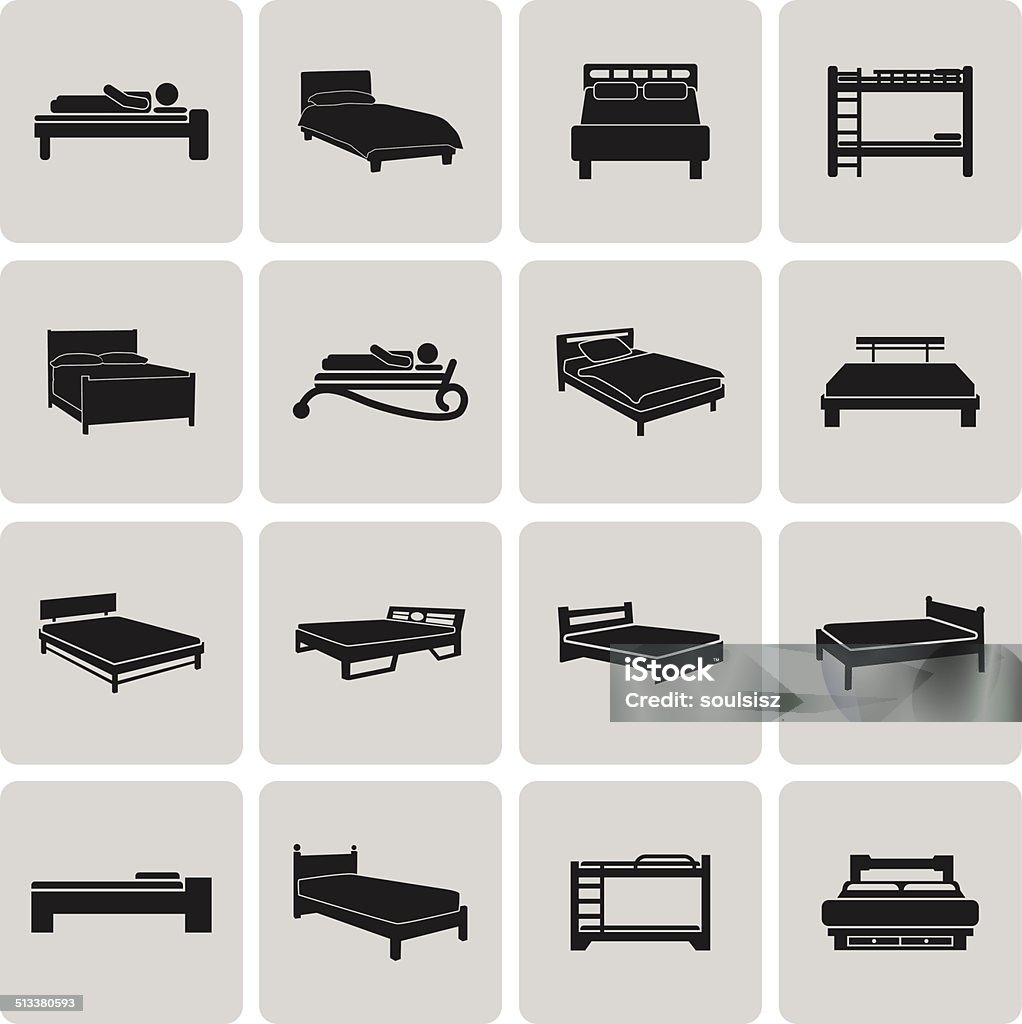 Vector black bed icons set on white background set1. Vector black bed icons set on white background set1. Vector Illustration eps10 Adult stock vector