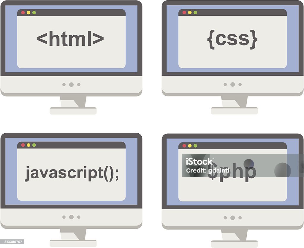 Vector Collection Of Computer Screens With Web Development Process ...