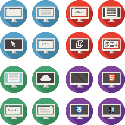 Vector Collection Web Development Round Icons Stock Illustration ...
