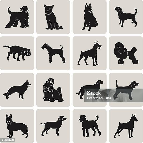 Dog Silhouette Black Icon Symbol Grouped For Easy Editing Set1 Stock Illustration - Download Image Now