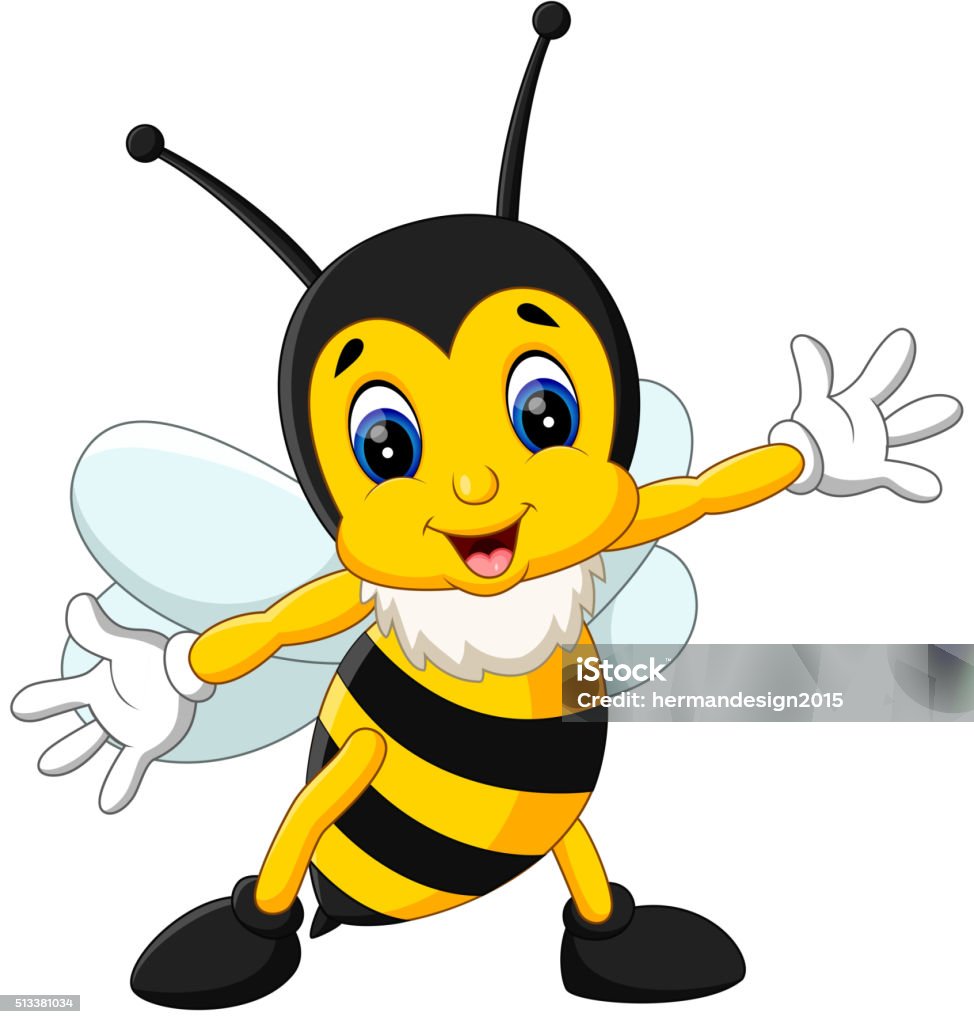 Cute bee cartoon illustration of Cute bee cartoon Animal stock vector