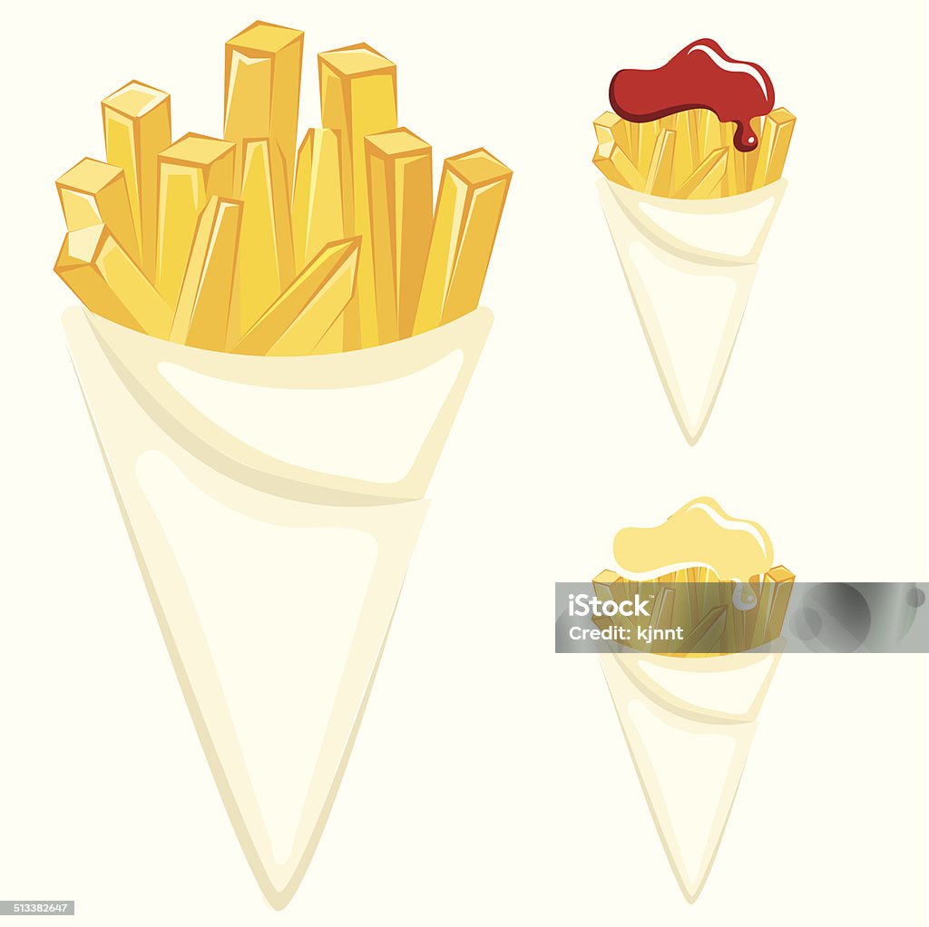 French fries paper cones Food VECTOR ILLUSTRATION Cooked stock vector