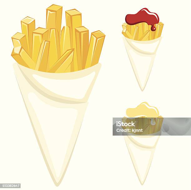 French Fries Paper Cones Stock Illustration - Download Image Now - Cooked, Fast Food Restaurant, Food