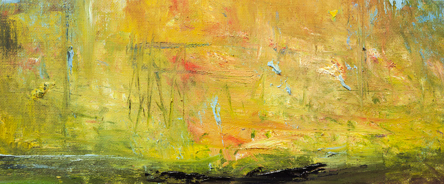 This is a closeup from  a orange  and green oil painting on linen canvas made with high quality artist paints and tools. Showing paintbrush strokes and traces from palette knives. Photographed in daylight with Canon 5D Mark II and 24-105 mm lens. Suitable as backgrounds, wallpaper or decorative art. Created by me.