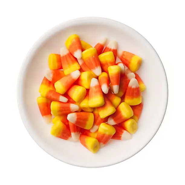 Photo of Halloween Candy Corns isolated on white background