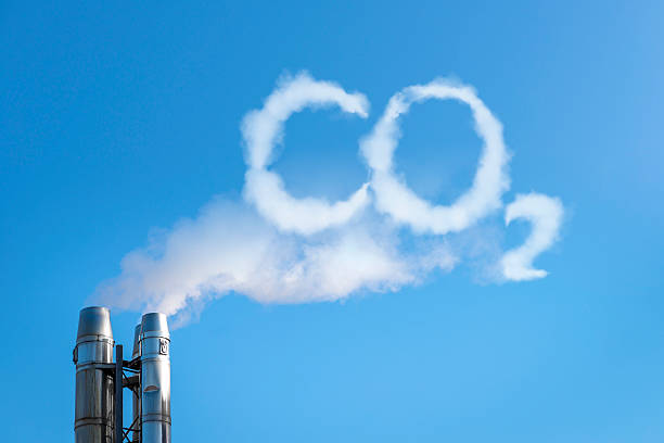 CO2 in the clouds Smoke of chimney writing CO2 in the sky carbon dioxide stock pictures, royalty-free photos & images
