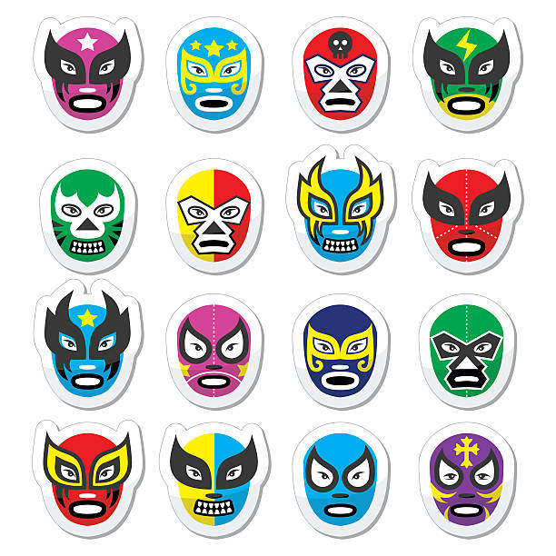 istock Lucha libre, luchador mexican wrestling masks icons 513387080