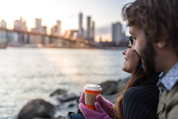 istock Young Couple Enjoying Sunset at Brooklyn Bridge, NYC 513387856
