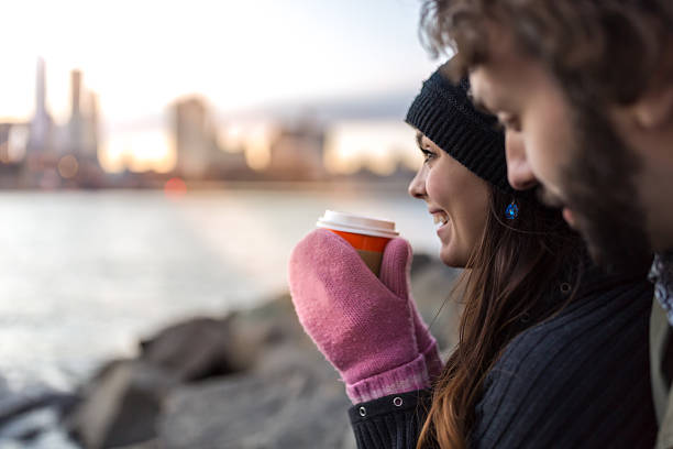istock Young Couple Enjoying Sunset at Brooklyn Bridge, NYC 513388020