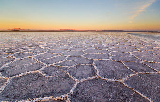 istock purple sunset on Uyuni saline, salar 513388270
