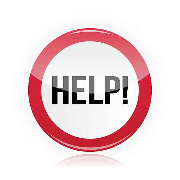 Vector illustration of Help - problem glossy red sign