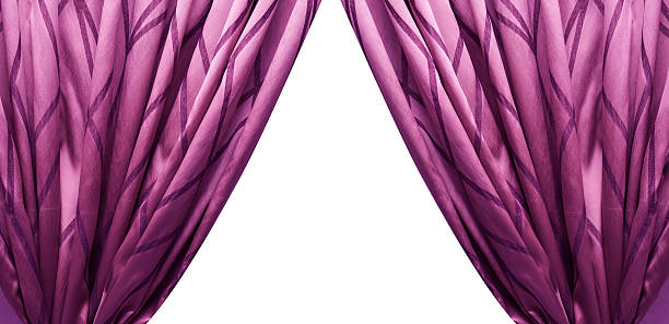 istock Beautiful luxury purple curtains isolated on white 513389210