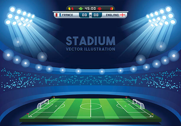 フットボール 02 スポーツの背景 - soccer field soccer corner stadium点のイラスト素材／クリップアート素材／マンガ素材／アイコン素材