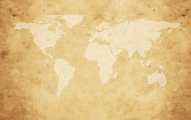istock Global map on paper map background Style Grunge 513391186