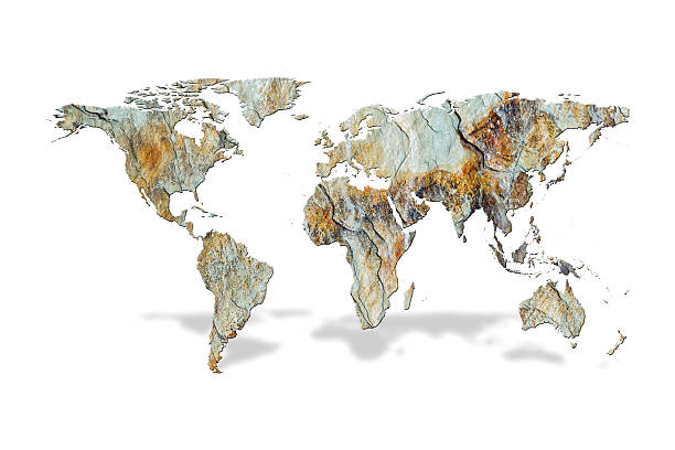 istock Global map wood plank texture on white background, with clipping 513391268