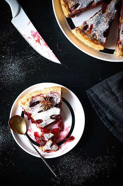 Slice of cherry pie on a plate