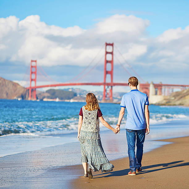 istock Couple having a date on Baker beach in San Francisco 513393346