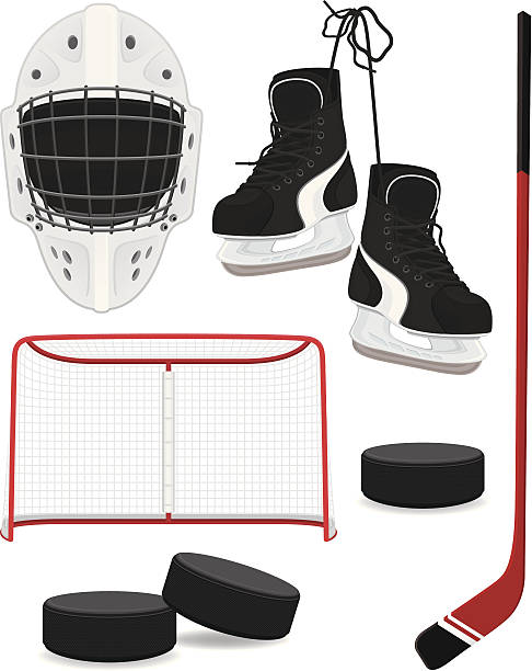 хоккей экипировку - ice hockey hockey stick field hockey roller hockey stock illustrations