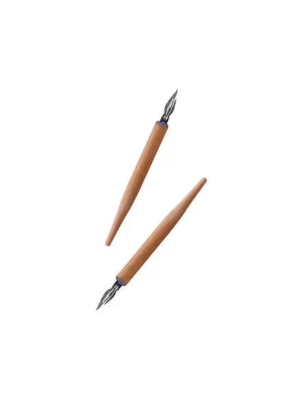 classic wooden pen on white background