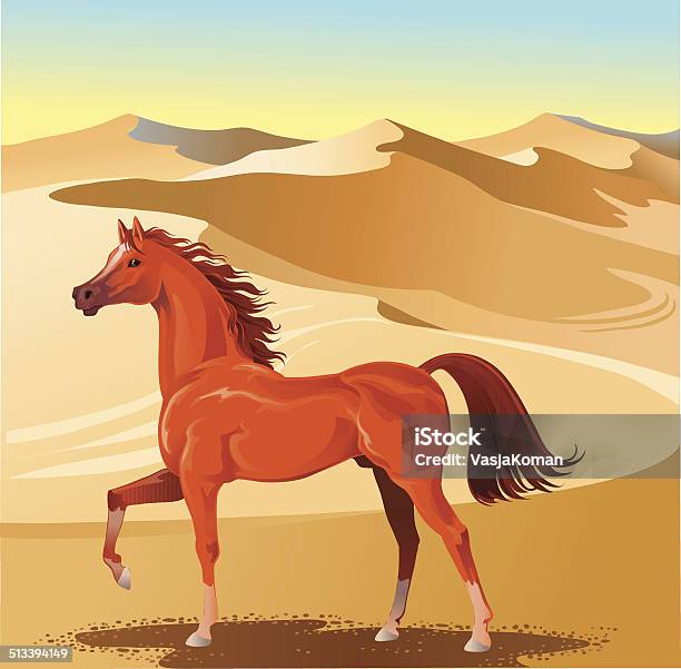 Ilustración de Garañón Arábigo Y Del Sand Dunes y más Vectores Libres de Derechos de Caballo - Familia del caballo - Caballo - Familia del caballo, Animales salvajes, Actividades recreativas