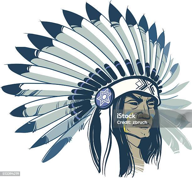 Ilustración de Nativa Americano y más Vectores Libres de Derechos de Cultura de indios norteamericanos - Cultura de indios norteamericanos, Cacique - Líder, Tocado - Accesorio de cabeza
