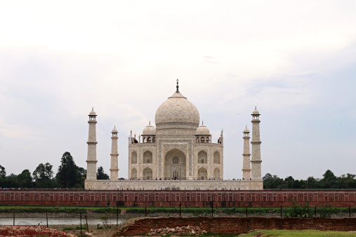 Taj Mahal in Agra India Asian Historic Monuments Seven Wonders - Clicked from Mehtab Garden