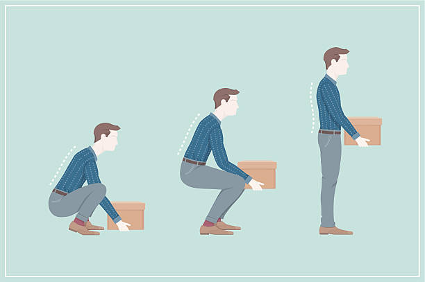 리프팅 다이어그램 - back rear view backache posture stock illustrations