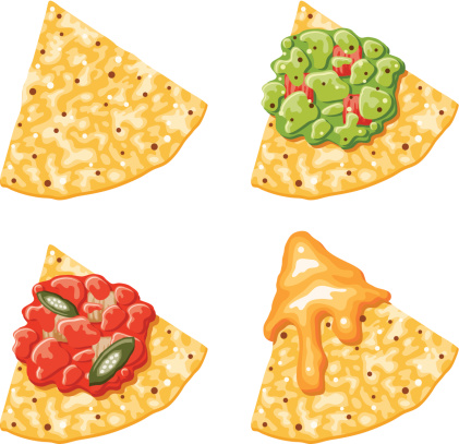 Nacho Corn Chip Icons With Toppings