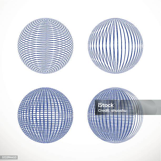 Set Of Abstract Blue 3d Ball Pattern For Design Stock Illustration - Download Image Now - Abstract, Blue, Computer Graphic