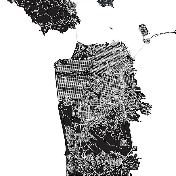 Vector illustration of San Francisco city map