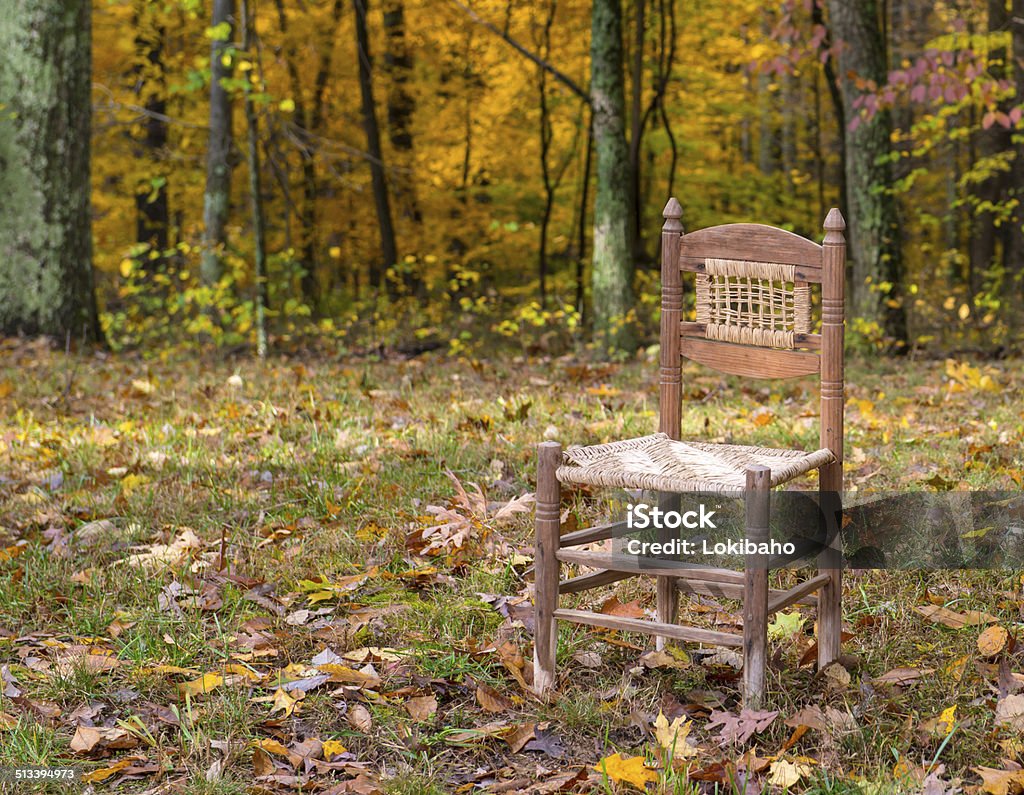 Einem Stuhl im Freien im Herbst - Lizenzfrei Baum Stock-Foto